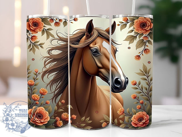 Boho Floral Horse Bohemian Equestrian Tumbler Wrap, Floral Horse Wrap, 20oz Drinkware, Horse Sublimation, Bohemian Gifts, Floral Tumbler Design, Equestrian Decor Sublimation ToriDesigns 