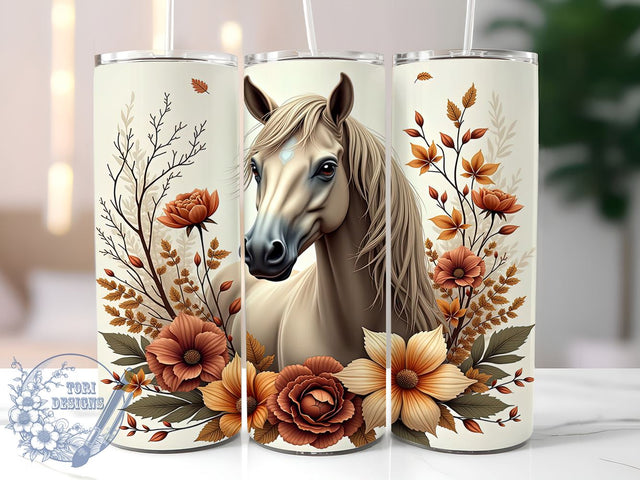 Boho Floral Horse Bohemian Equestrian Tumbler Wrap, Floral Horse Wrap, 20oz Drinkware, Horse Sublimation, Bohemian Gifts, Floral Tumbler Design, Equestrian Decor Sublimation ToriDesigns 