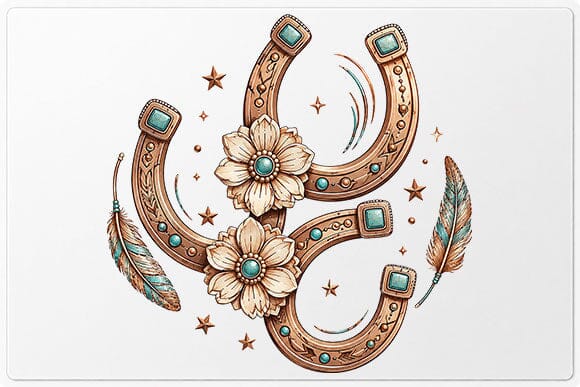 Boho Floral Horseshoe PNG | Western Sublimation PNG SVG BillahCrafts 