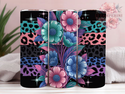 Boho Floral Leopard Tumbler, Leopard Floral Mix, Flower Animal Print, Boho Leopard, Trendy Pattern, 20oz Tumbler, Sublimation Design Sublimation Li Zamperini 