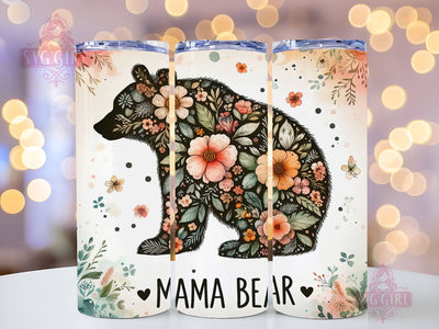 Boho Floral Mama Bear 20oz Tumbler Wrap Sublimation Design, Straight Tapered Tumbler Wrap, Mama Bear Tumbler Png, Instant Digital Download Sublimation SvggirlplusArt 