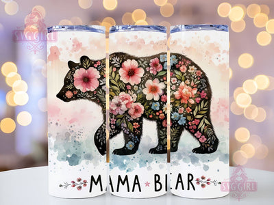Boho Floral Mama Bear 20oz Tumbler Wrap Sublimation Design, Straight Tapered Tumbler Wrap, Mama Bear Tumbler Png, Instant Digital Download Sublimation SvggirlplusArt 