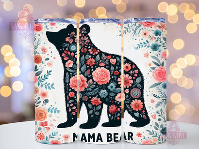 Boho Floral Mama Bear 20oz Tumbler Wrap Sublimation Design, Straight Tapered Tumbler Wrap, Mama Bear Tumbler Png, Instant Digital Download Sublimation SvggirlplusArt 