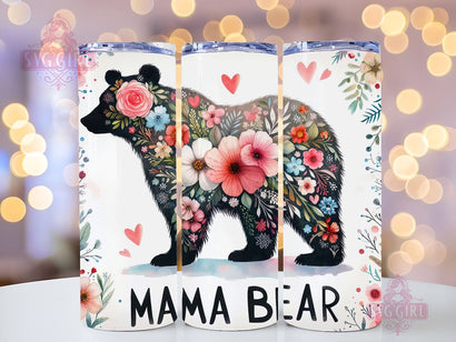 Boho Floral Mama Bear 20oz Tumbler Wrap Sublimation Design, Straight Tapered Tumbler Wrap, Mama Bear Tumbler Png, Instant Digital Download Sublimation SvggirlplusArt 