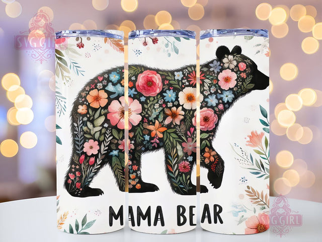 Boho Floral Mama Bear 20oz Tumbler Wrap Sublimation Design, Straight Tapered Tumbler Wrap, Mama Bear Tumbler Png, Instant Digital Download Sublimation SvggirlplusArt 