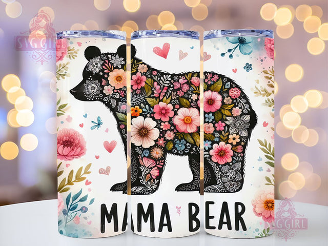 Boho Floral Mama Bear 20oz Tumbler Wrap Sublimation Design, Straight Tapered Tumbler Wrap, Mama Bear Tumbler Png, Instant Digital Download Sublimation SvggirlplusArt 