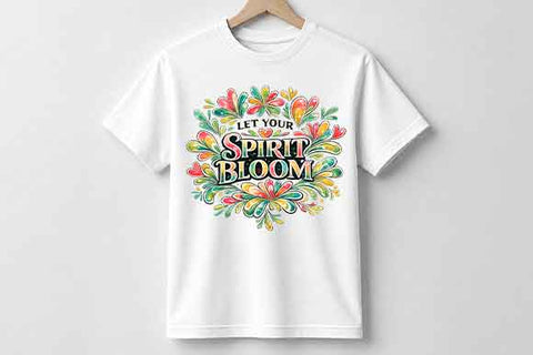 Boho Floral Motivational Quote PNG | Let Your Spirit Bloom Sublimation Design SVG BillahCrafts 