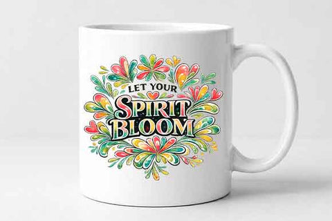 Boho Floral Motivational Quote PNG | Let Your Spirit Bloom Sublimation Design SVG BillahCrafts 