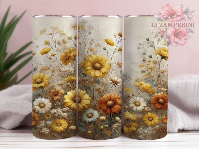 Boho Floral Pattern Tumbler, Elegant Boho Wrap, Botanical Nature Cup, 20oz Sublimation Wrap, Stylish Boho Floral Tumbler, Artistic Pattern Design Cup, Bohemian Flower Theme Wrap Sublimation Li Zamperini 