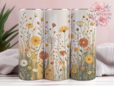 Boho Floral Pattern Tumbler, Elegant Boho Wrap, Botanical Nature Cup, 20oz Sublimation Wrap, Stylish Boho Floral Tumbler, Artistic Pattern Design Cup, Bohemian Flower Theme Wrap Sublimation Li Zamperini 