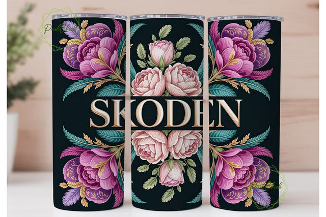Boho Floral Personalized Tumbler Wrap Sublimation PixelChick 