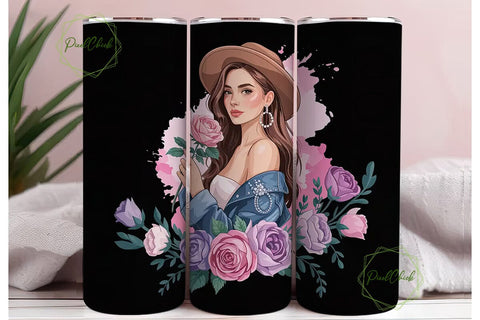 Boho Floral Portrait 20oz Tumbler Wrap Sublimation PixelChick 
