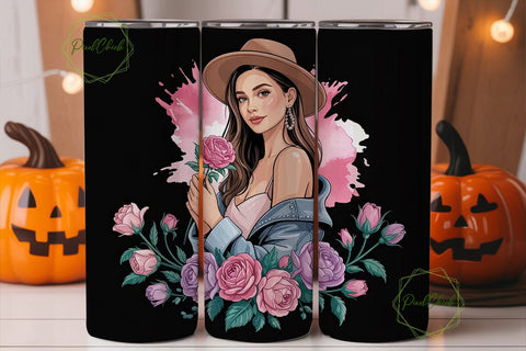 Boho Floral Portrait 20oz Tumbler Wrap Sublimation PixelChick 