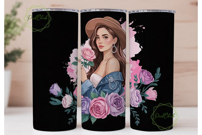 Boho Floral Portrait 20oz Tumbler Wrap Sublimation PixelChick 