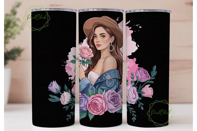 Boho Floral Portrait 20oz Tumbler Wrap Sublimation PixelChick 
