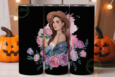 Boho Floral Portrait 20oz Tumbler Wrap Sublimation PixelChick 