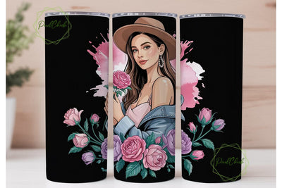 Boho Floral Portrait 20oz Tumbler Wrap Sublimation PixelChick 