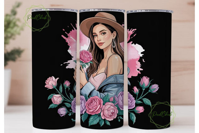 Boho Floral Portrait 20oz Tumbler Wrap Sublimation PixelChick 