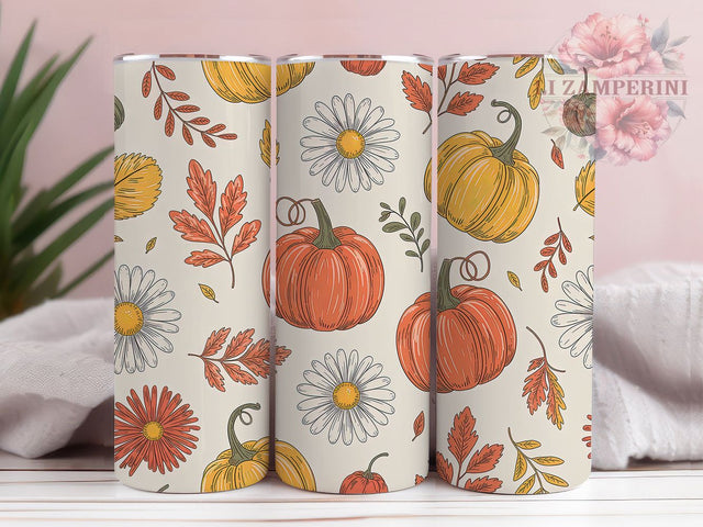 Boho Floral Pumpkin Fall Tumbler, Fall Floral, 20Oz Tumbler, Sublimation Design, Autumn Wrap, Rustic Chic, Harvest Vibes Sublimation Li Zamperini 