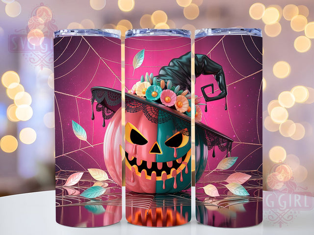 Boho Floral Pumpkin Fall Tumbler, Halloween Tumbler Wrap, Boho Halloween Tumbler, 20oz Skinny Tumbler Png, Spooky Floral Sublimation, Fall Floral Tumbler, Pumpkin With Flowers Png Sublimation SvggirlplusArt 