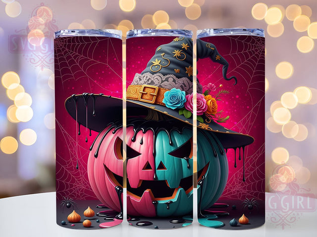 Boho Floral Pumpkin Fall Tumbler, Halloween Tumbler Wrap, Boho Halloween Tumbler, 20oz Skinny Tumbler Png, Spooky Floral Sublimation, Fall Floral Tumbler, Pumpkin With Flowers Png Sublimation SvggirlplusArt 