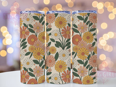 Boho Floral Seamless Pattern 20oz Tumbler, Seamless Pattern, Bohemian Style, Floral Tumbler, Rustic Boho, Sublimation Wrap, 20Oz Tumbler Sublimation SvggirlplusArt 