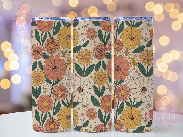 Boho Floral Seamless Pattern 20oz Tumbler, Seamless Pattern, Bohemian Style, Floral Tumbler, Rustic Boho, Sublimation Wrap, 20Oz Tumbler Sublimation SvggirlplusArt 