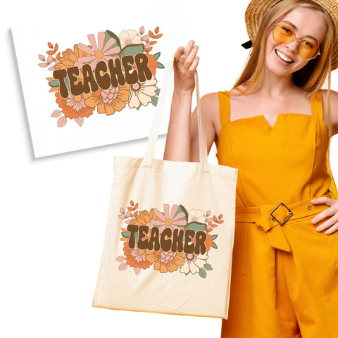 Boho Floral Teacher DTF Transfer Physical So Fontsy T-Shirt Iron-On Transfer Shop