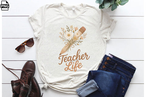 Boho Floral Teacher Life PNG Printable File Sublimation Creativedesigntee 