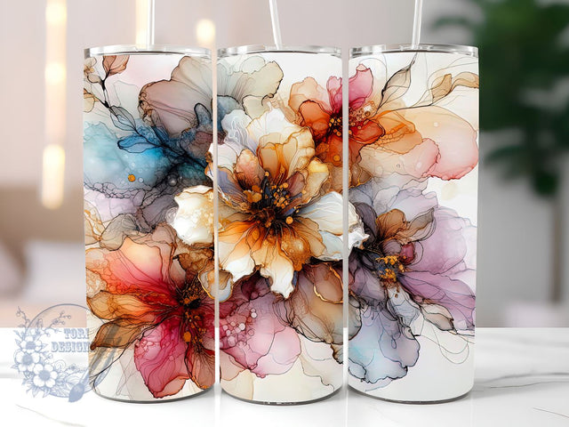 Boho floral Tumbler Wrap, floral 20oz skinny tumbler sublimation design downloads, boho floral tumbler png Sublimation ToriDesigns 
