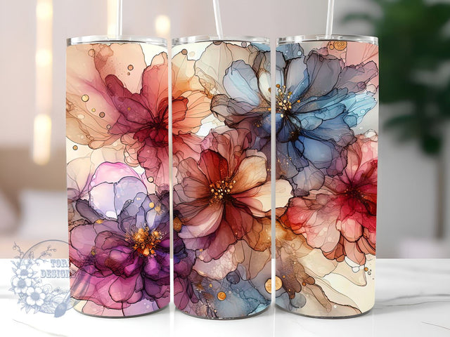 Boho floral Tumbler Wrap, floral 20oz skinny tumbler sublimation design downloads, boho floral tumbler png Sublimation ToriDesigns 