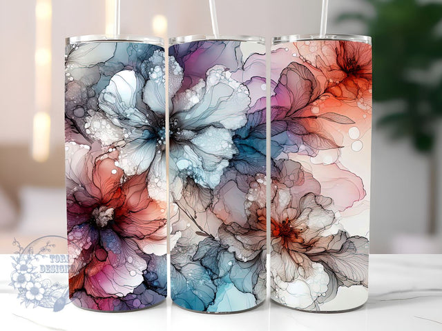 Boho floral Tumbler Wrap, floral 20oz skinny tumbler sublimation design downloads, boho floral tumbler png Sublimation ToriDesigns 