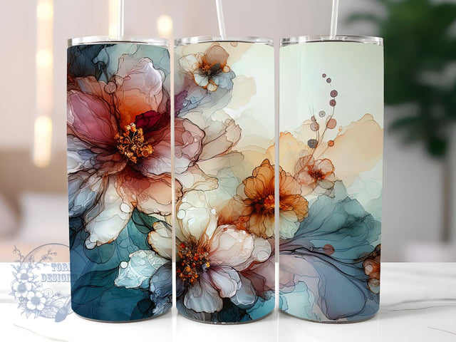 Boho floral Tumbler Wrap, floral 20oz skinny tumbler sublimation design downloads, boho floral tumbler png Sublimation ToriDesigns 