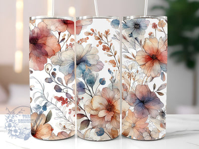 Boho floral Tumbler Wrap, floral 20oz skinny tumbler sublimation design downloads, boho floral tumbler png Sublimation ToriDesigns 