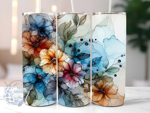 Boho floral Tumbler Wrap, floral 20oz skinny tumbler sublimation design downloads, boho floral tumbler png Sublimation ToriDesigns 