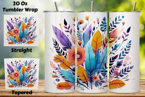 Boho Floral Tumbler Wrap | Skinny Tumbler 20oz Design, Boho Floral Tumbler Wrap, Boho Sublimation Design, 20 oz Skinny Tumbler, Groovy Flower Tumbler PNG Sublimation FloridPrintables 