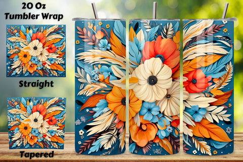 Boho Floral Tumbler Wrap | Sublimation PNG design, Boho Floral Tumbler Wrap, Autumn Boho Sublimation Design, 20 oz Skinny Tumbler, Groovy Halloween Flower Tumbler PNG Sublimation FloridPrintables 