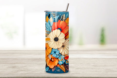 Boho Floral Tumbler Wrap | Sublimation PNG design, Boho Floral Tumbler Wrap, Autumn Boho Sublimation Design, 20 oz Skinny Tumbler, Groovy Halloween Flower Tumbler PNG Sublimation FloridPrintables 