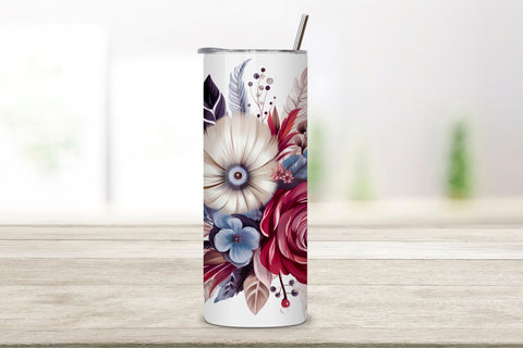 Boho Floral Tumbler Wrap, Whimsical Bohemian Bouquet Tumbler Sublimation FloridPrintables 
