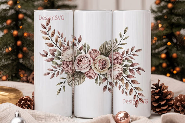 Boho Floral Watercolor 20oz Tumbler Wrap Sublimation DesignSVG 