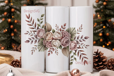 Boho Floral Watercolor 20oz Tumbler Wrap Sublimation DesignSVG 