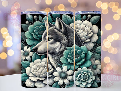 Boho Floral Wolf 20oz Tumbler, Floral Wolf Design, 20oz Tumbler Wrap, Animal Lover Gift, Bohemian Decor, Custom Drinkware, Nature Inspired Gift Sublimation SvggirlplusArt 