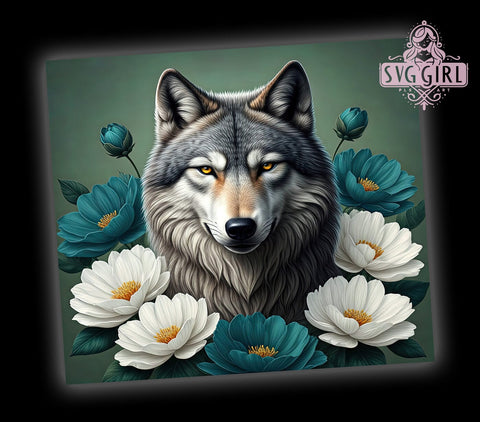 Boho Floral Wolf 20oz Tumbler, Floral Wolf Design, 20oz Tumbler Wrap, Animal Lover Gift, Bohemian Decor, Custom Drinkware, Nature Inspired Gift Sublimation SvggirlplusArt 