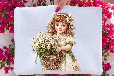 Boho Flower Girl Clipart Bundle. Sublimation SVGArt 