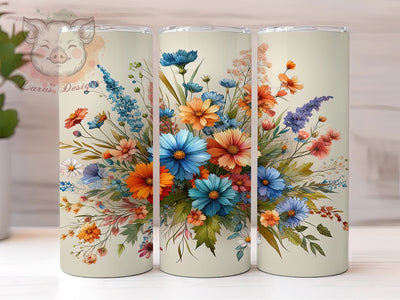 Boho Flowers 20oz Tumbler Png, Straight & Tapered Tumbler Png, Wildflowers Tumbler Png, Digital Download PNG Sublimation Lara' s Designs 