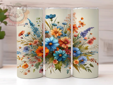 Boho Flowers 20oz Tumbler Png, Straight & Tapered Tumbler Png, Wildflowers Tumbler Png, Digital Download PNG Sublimation Lara' s Designs 