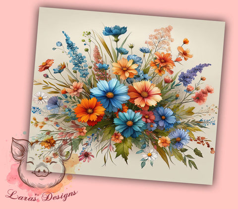 Boho Flowers 20oz Tumbler Png, Straight & Tapered Tumbler Png, Wildflowers Tumbler Png, Digital Download PNG Sublimation Lara' s Designs 