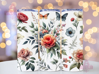 Boho Flowers 20oz Tumbler Wrap Sublimation Design, Straight Tapered Tumbler Wrap, Boho Floral Tumbler Png, Instant Digital Download Sublimation SvggirlplusArt 