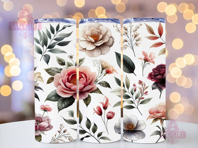 Boho Flowers 20oz Tumbler Wrap Sublimation Design, Straight Tapered Tumbler Wrap, Boho Floral Tumbler Png, Instant Digital Download Sublimation SvggirlplusArt 