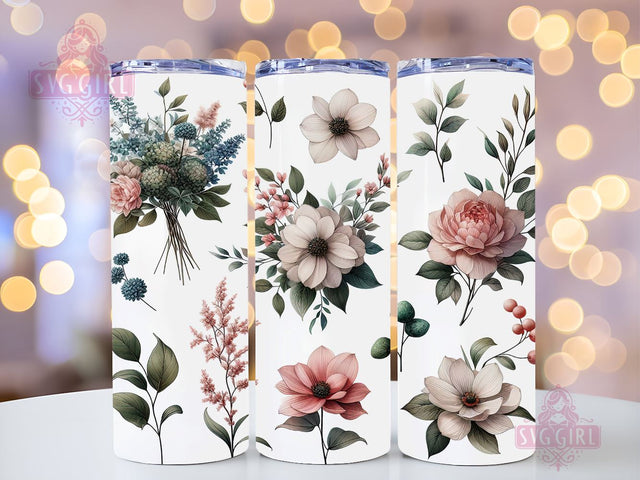 Boho Flowers 20oz Tumbler Wrap Sublimation Design, Straight Tapered Tumbler Wrap, Boho Floral Tumbler Png, Instant Digital Download Sublimation SvggirlplusArt 